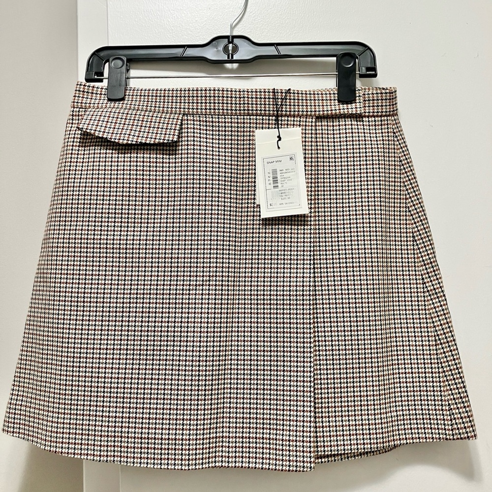 NWT Theory Snap-Tab Fremont Plaid Wrap Mini Skirt